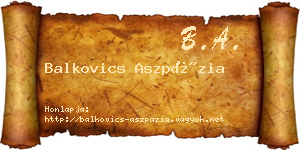 Balkovics Aszpázia névjegykártya
